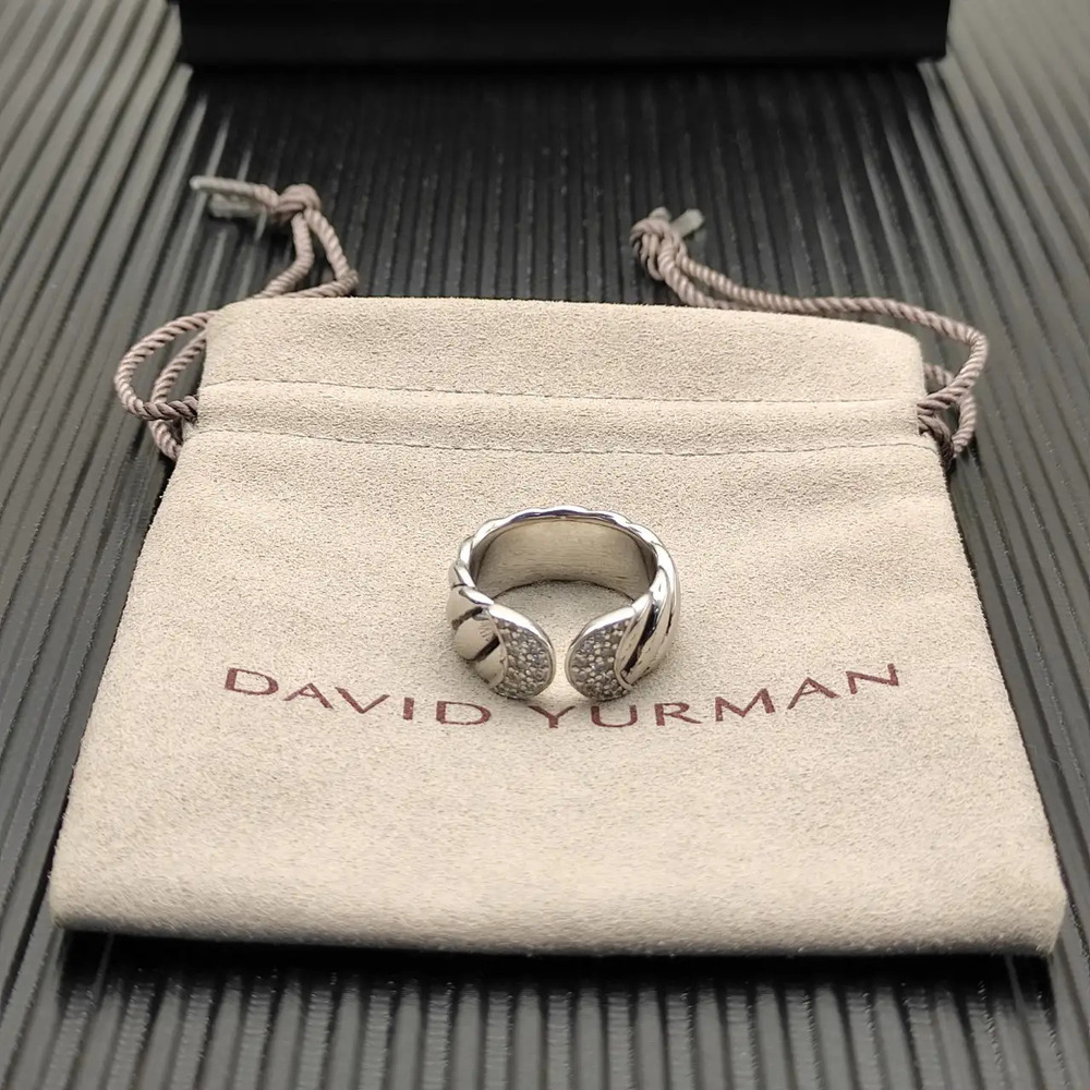 David Yurman Silver Diamond Spiral Ring